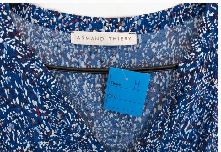 Blouse Armand Thiery vloeiend met blauwe print – Maat M – Super staat – photo 2